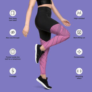 Pink & Black Sports Leggings - Ultra Fitness ClothingPink & Black Sports Leggings